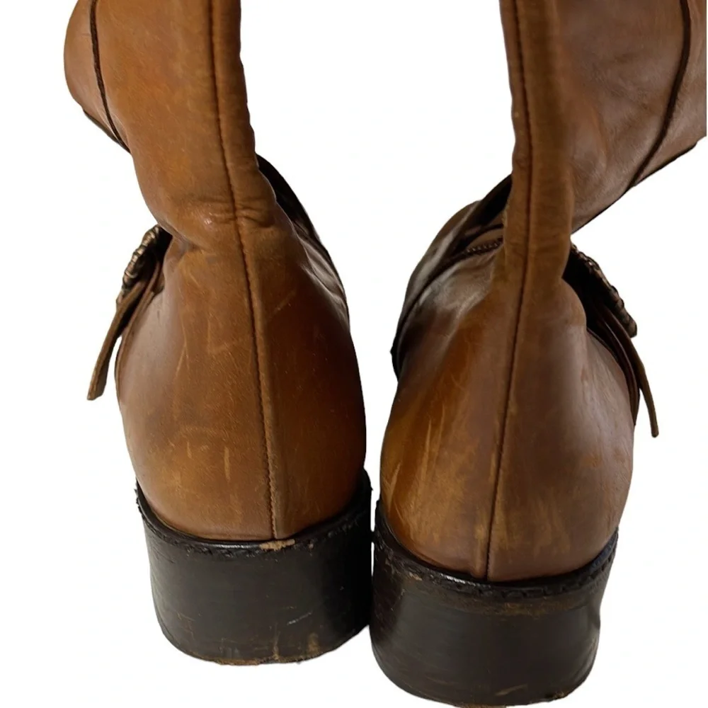 Goffredo Fantini distressed leather knee high brown boots size 37 - Picture 4 of 14